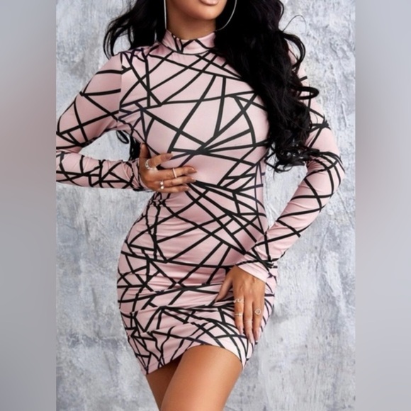 Sexy Allover Geo Print Bodycon Dress - Picture 1 of 6